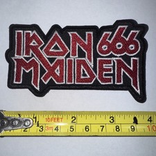 IRON MAIDEN LOGO SHAPED EMBROIDERED PATCH Number Of The Beast