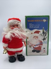 Vintage Walking Musical Santa Claus Toy Animated Walks Rings Bell with 3 Songs
