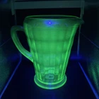 Large block pattern Vintage pitcher, block pattern, depression glass Uranium