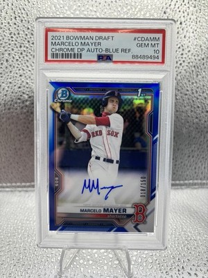 2021 Bowman Draft Chrome Marcelo Mayer 1st Blue Refractor Auto #CDA-MM PSA 10