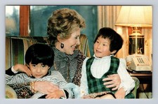 Korea, First Lady Nancy Reagan and Children, Antique Vintage Souvenir Postcard