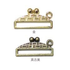 Kyoto Gamaguchi Stitch Purse Frame Hardware #141, Gold (Antique Finish)