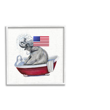 Stupell Industries Elephant In Red Bathtub Playful Safari Animal