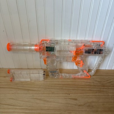 NERF Modulus Evader Motorized Light Up Blaster Tested Working Translucent