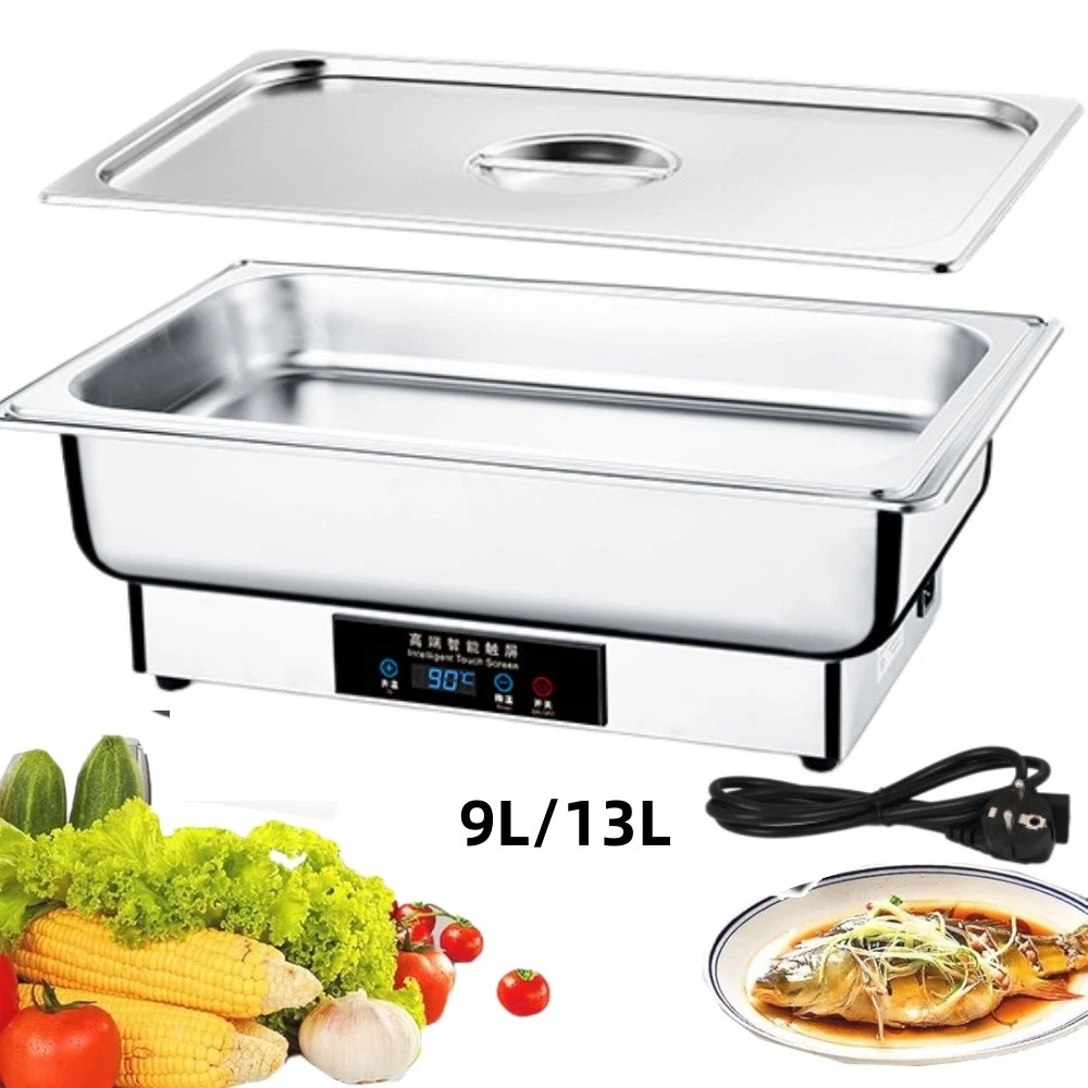Mahlzeit Speisenwärmer Elektrischer Edelstahl Chafing Dish für GN 1/1, 9 Liter, bis 80°C mit