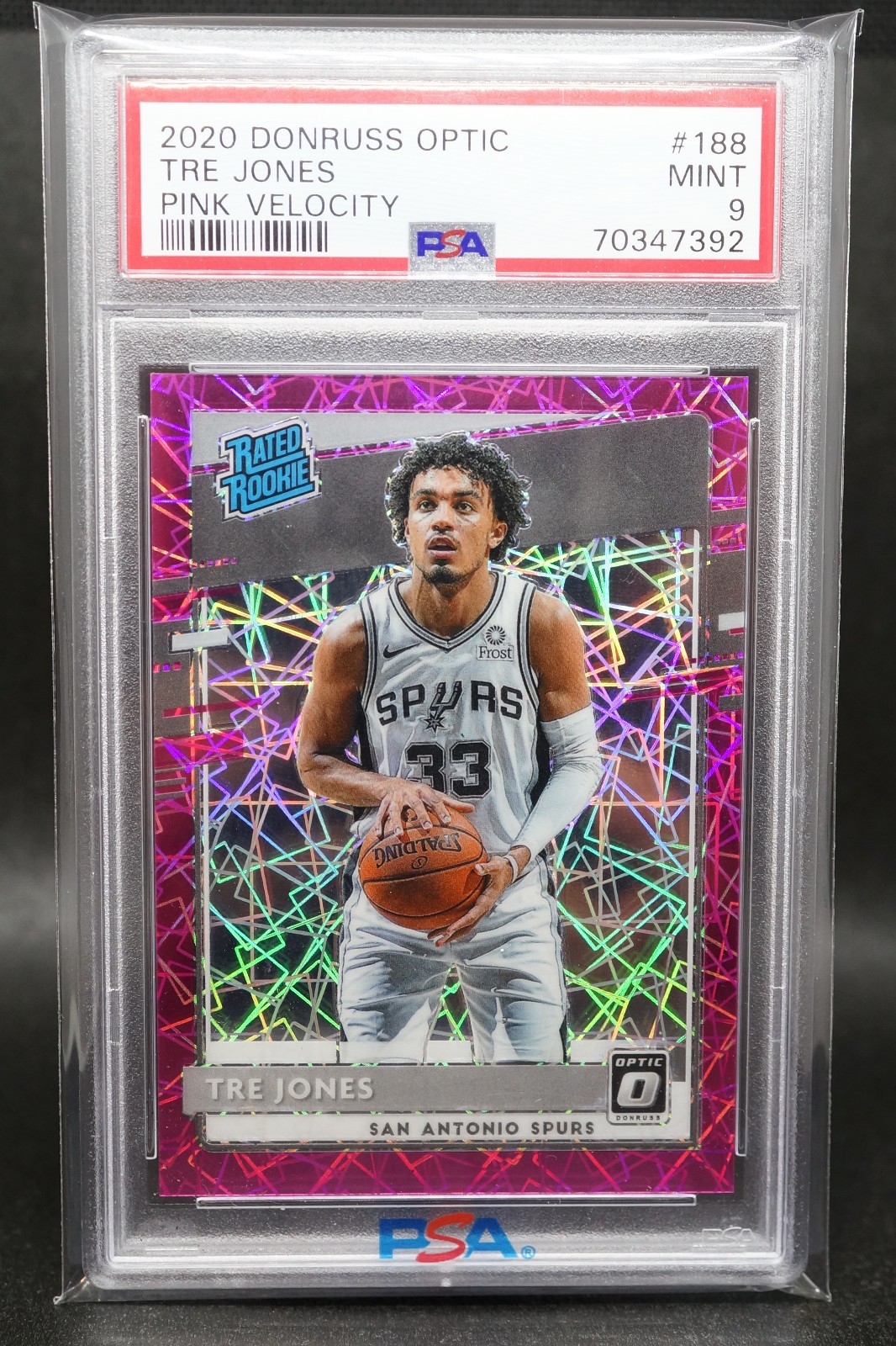 2020-21 NBA Donruss Optic Tre Jones Rated Rookie #188 Pink Velocity 25/79 PSA 9