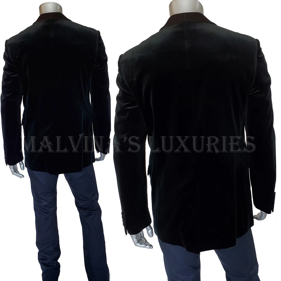 CHAQUETA GUCCI HOMBRE ESMOQUIN TERCIOPELO NEGRO CENA BLAZER con SOLAPA SATINADO $3,550 50/L Foto 4 de 4
