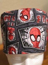 Spider-Man grey reversible Adult Skull/Chemo Surgical Scrub Hat/Cap Handmad