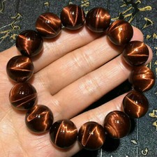 100 Natural 16mm Red Tiger's Eye Round Gemstone Beads Bracelet 7.5" AAA 