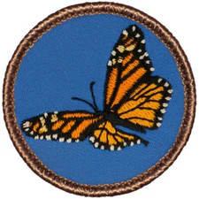 Monarch Butterfly (Blue Background) Patrol Patch - 2" Round Embroidered Patch
