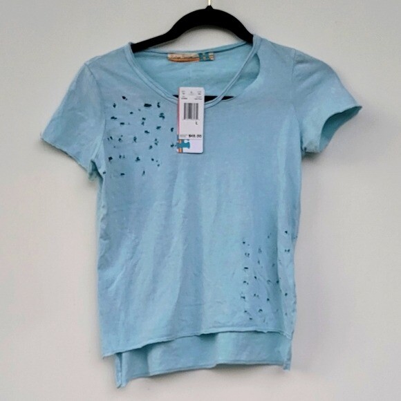 Vintage Havana Blue Distressed Short Sleeve Top Girl's Size Large