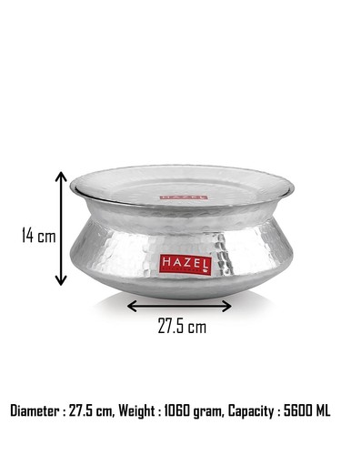 Utensili da cucina multiuso Biriyani Handi in alluminio martellato con coperchio 5600 ml - Foto 6 di 6