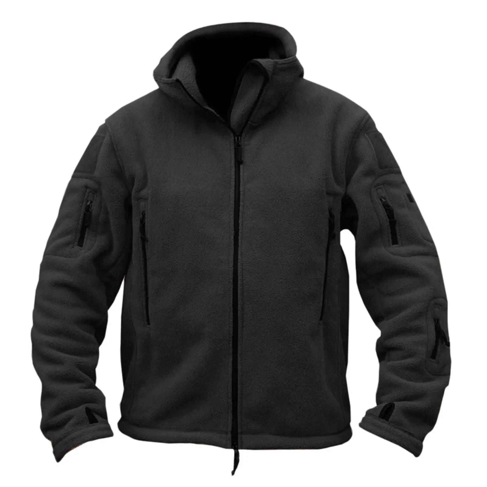 Tactical Fleece Jacket Men's Full-Zip Windproof Coat Outdoor Hiking Work Casual