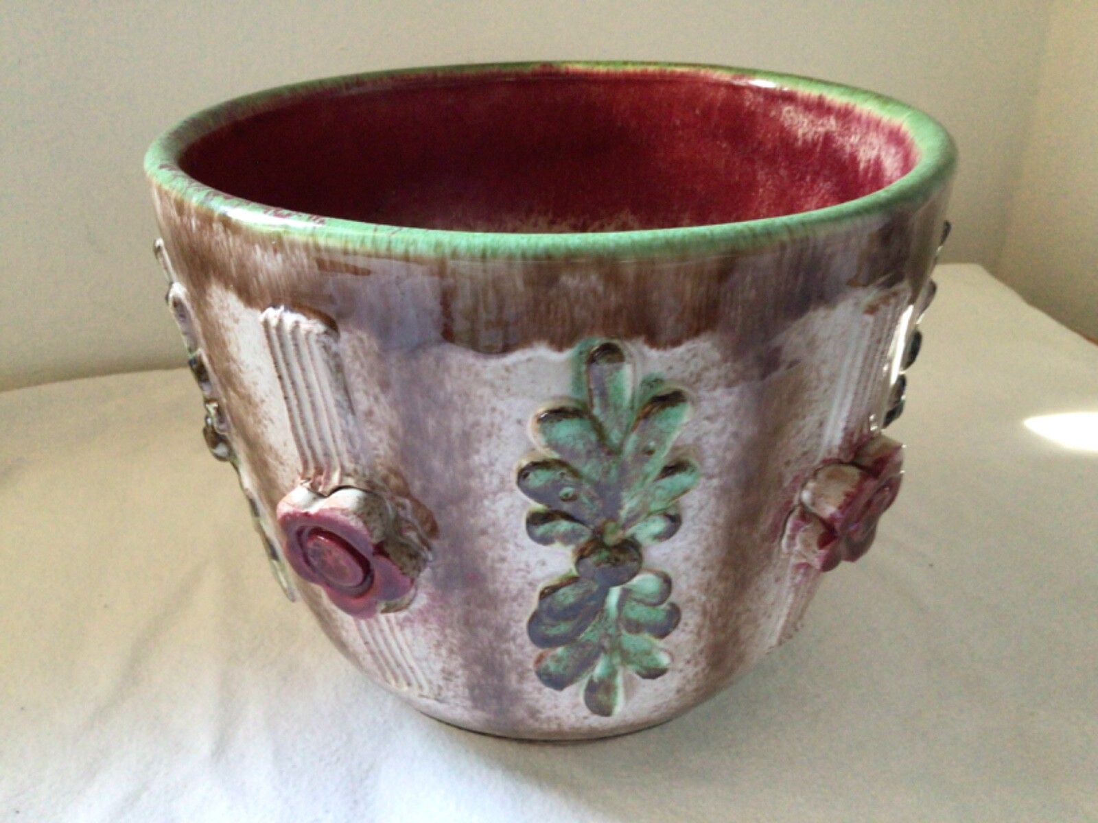 Blumentopf Floral mit Blumenmuster, bunt, Keramik, ca. 16 cm