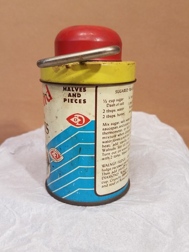 Vintage Diamond Brand 4 oz SHELLED WALNUTS empty w lid TIN CAN 4-1/2 inches tall - Picture 10 of 12