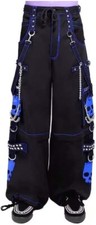 Gothic Men's Blue Skull Cyber Chain Jeans Punk Rock Steampunk Pants