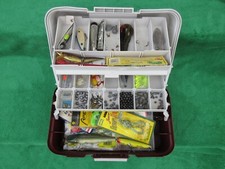 Woodstream Tackle Box w/ Fishing Supplies Lures Bait Hooks Strike King Heddon