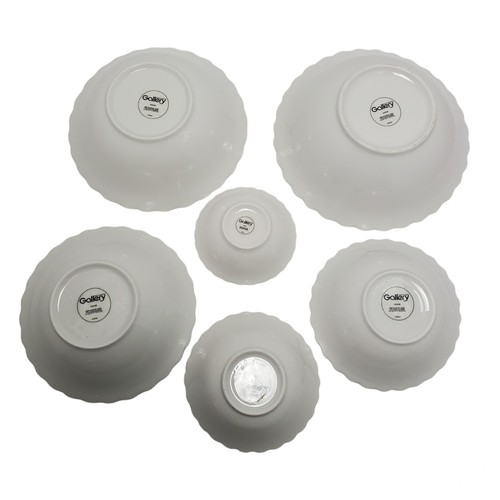 Stackable Wave Bowls Off White Scalloped Dishes By Gallery Tabletops 6 Sets 12" - Picture 13 of 14
