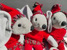 3 Commonwealth Christmas Plush Mice 17" Mouse 1990 Plush 1 Musical READ