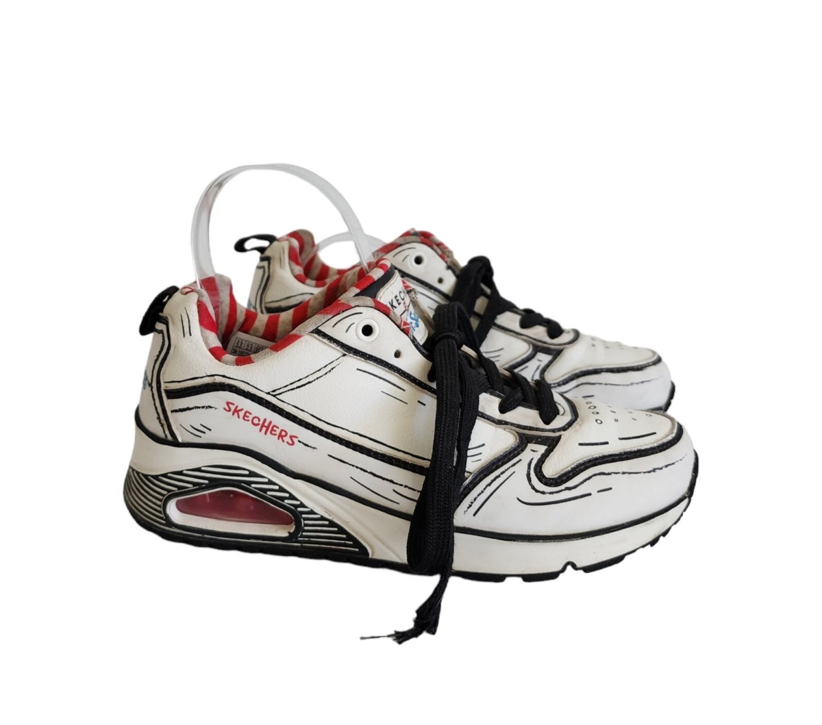 Skechers X Dr. Seuss Tip Of His Hat 3D Sketch Black White Lace Up