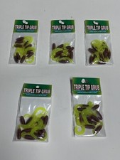 Lot 5 Southern Pro Triple Tip Grub Pumpkin Chartreuse