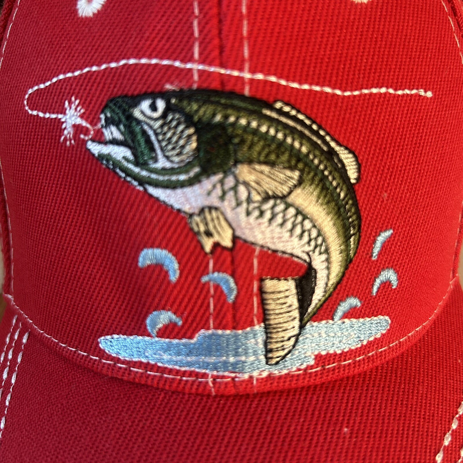 Bass Red Hat Adjustable Strapback Hook Loop Truck… - image 2