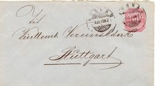 WÜRTTEMBERG "BUCHAU" K2 glasklar, 2 x abgeschlagen, a. 10 Pf Kab.-GU 1878