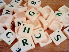 Scrabble Original Mattel Spare Tiles .. Round Back .. Green Letters - Choose 