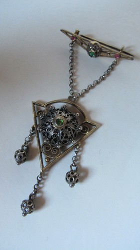 Spilla David Andersen Art Nouveau argento 800 spilla argento antico Norvegia - Foto 1 di 10