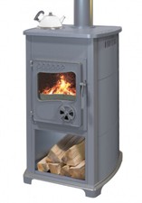 EEK A+ Kaminofen Bella grau mit Herdplatte - 5,4kW