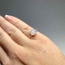 Moonstone Solid 925 Sterling Silver Statement Handmade Dainty Ring All Size M702