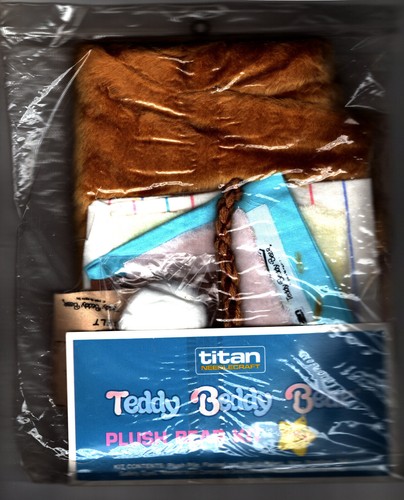 "Teddy Beddy Bear" ©1986 Titan Needlecraft Plush Bear Kit 1407 12" High Finished - Picture 2 of 3