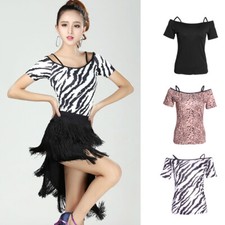 Ballsaal Flamenco Latein Tanz Bluse Tops Kurzarm Praxis Tanz Tops