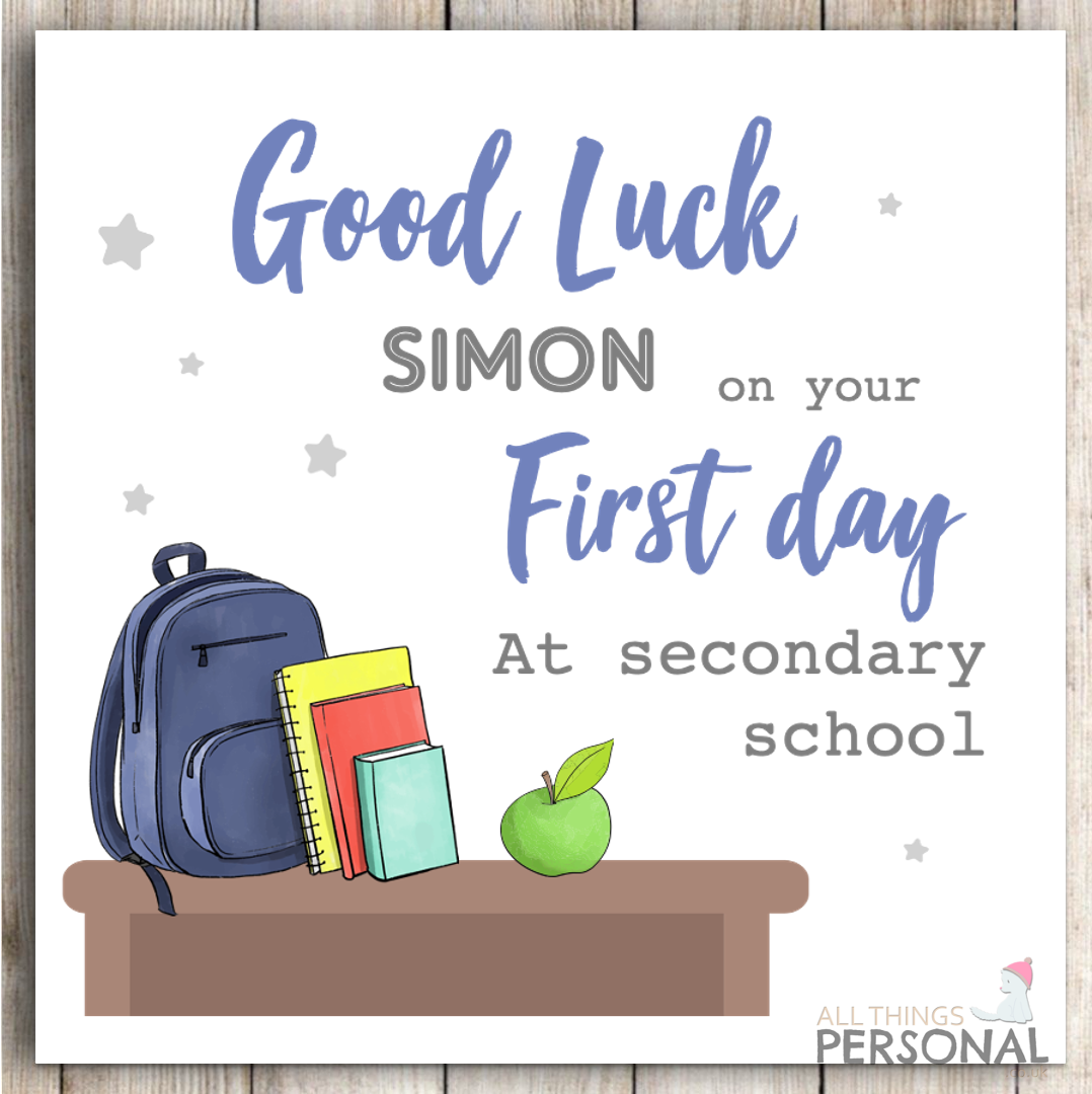 First Day At Secondary School Personalised Card Boys Good Luck Grandson Son 1st