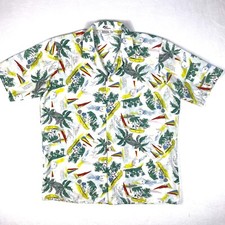 Vintage 90  s Hawaiian Shirt Island Wear Mens Large Beach Sailboats Single Stitch