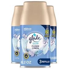 Glade Automatic Spray Air Freshener Refill Clean Linen 6.2 Oz 3 Count