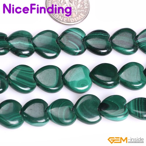 Cuentas de piedras preciosas naturales corazón malaquita verde fabricación de joyas 8 mm 10 mm 12 mm hilo - Imagen 20 de 23