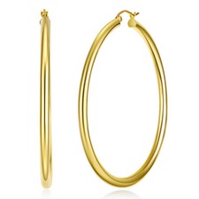 Wellingsale 14k Yellow Gold 3mm Classic Hoop Earrings 55mm Diameter