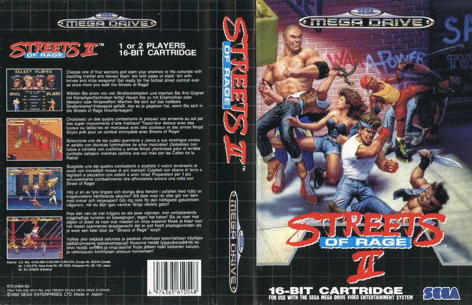 - Street of Rage 2 Mega Drive PAL caja de repuesto con inserto artístico estuche cubierta solamente