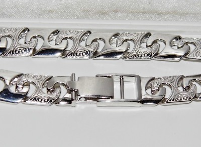Sterlingsilber (925) Herren gemustert massiv Bordstein Kette Armband ~ 8 - 8,5 Zoll
