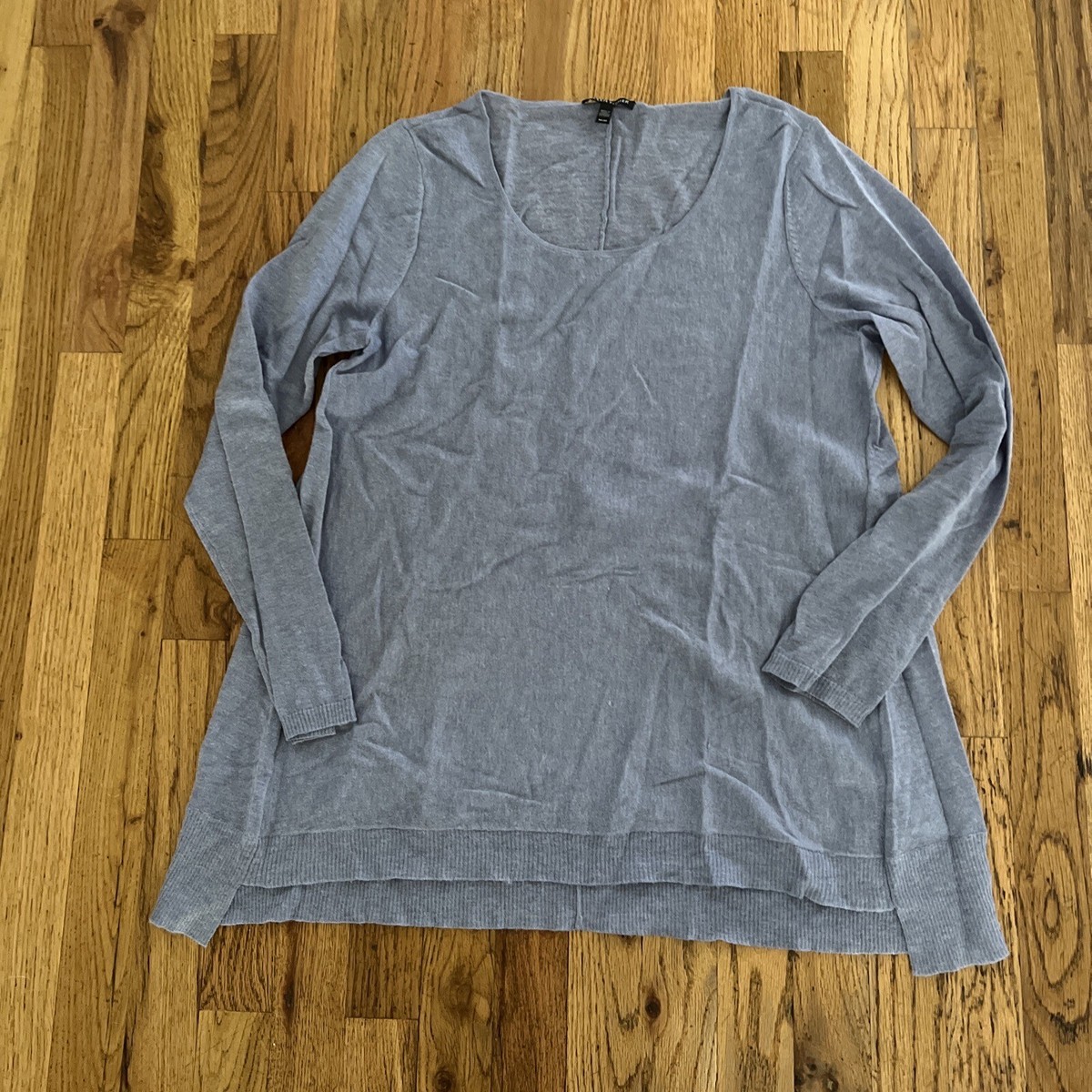 EILEEN FISHER Blue Fine Tencel Alpaca Wool Relaxed Sweater Top