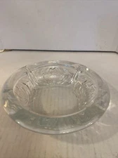 Vintage KIG Indonesia 6" Clear Heavy Glass 4 Slot Ashtray with Embossed Roses