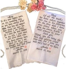 Mother And Father Of The Bride Wedding Handkerchief Set Personalized Embroidered