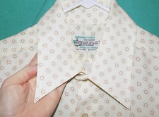 Exc VINTAGE 70s SHORT SLEEVED DISCO SHIRT, GEOMETRIC, LIGHT POLYESTER, Big Sz L