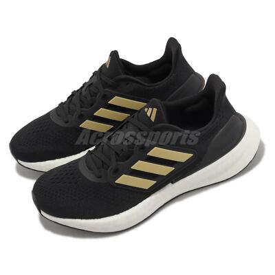 adidas PureBoost 23 W Core Black Gold Metallic Women Road Running Shoes IF2391