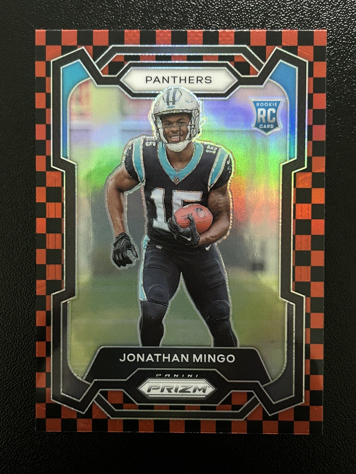 2023 Panini Prizm Jonathan Mingo #312 Rookie Red & Black Checker Checkerboard