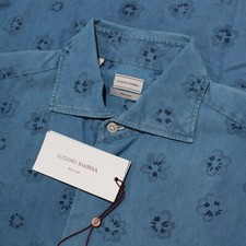 Luciano Barbera NWD 100 Cotton Sport Shirt Size Small In Blue Floral