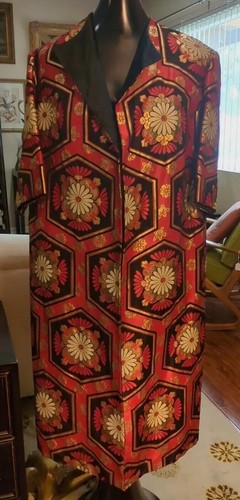 Vintage Red/Black Gold Lame Floral Embroidered Coat - Picture 6 of 13