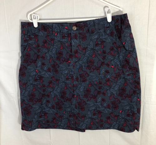 Duluth Trading Company Floral Skort Women 18 Plus Gray Blue Red Bohemian Pockets