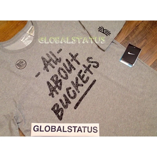NIKE KYRIE ALL ABOUT BUCKETS GREY BLACK SHIRT LARGE TALL L-T ( 778482-063 )